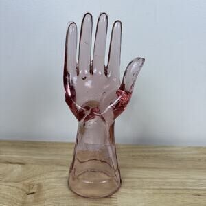 Vintage Baby Pink Depression Glass Hand Ring Mannequin Display 8”